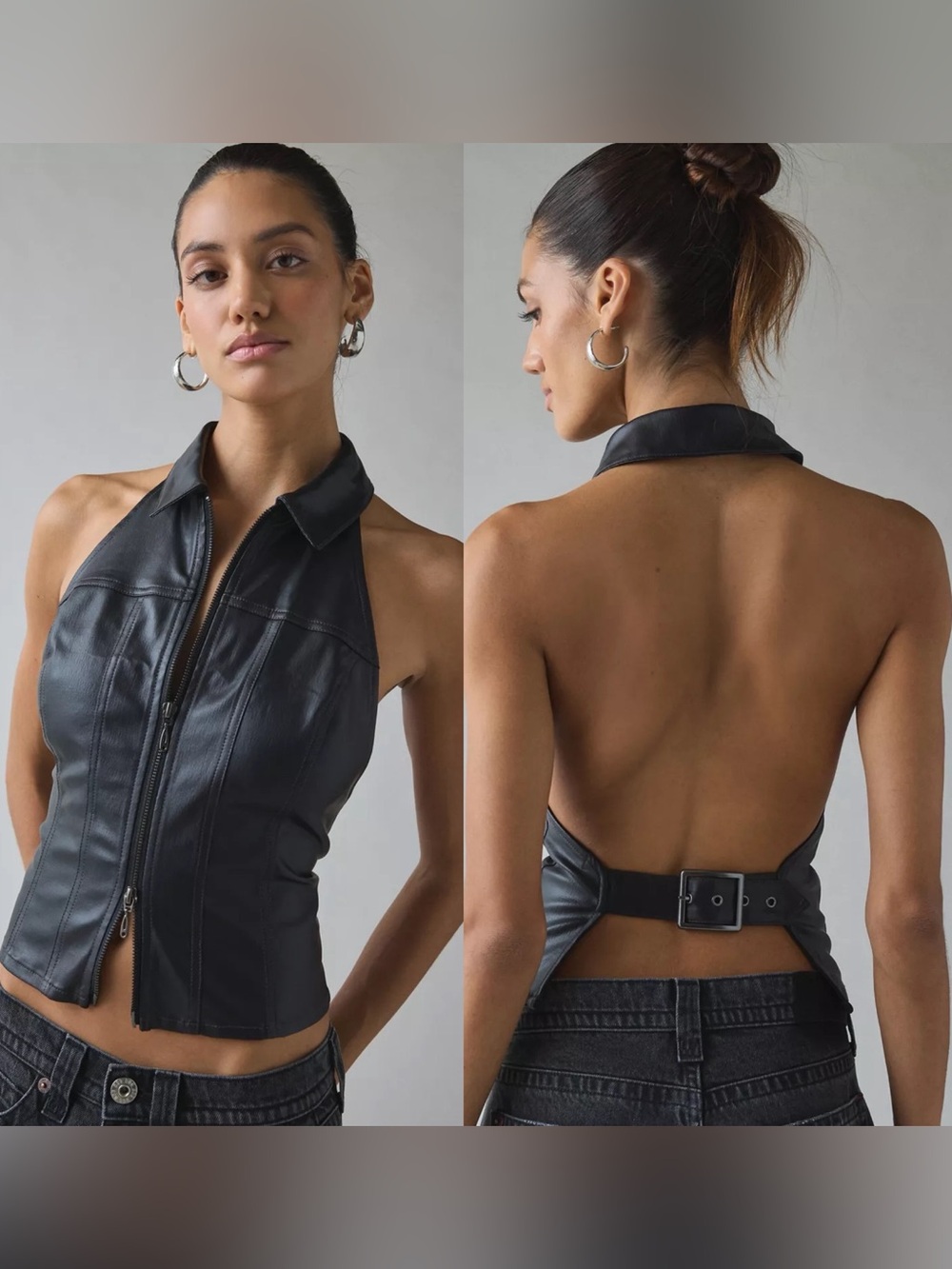 Urban Outfitters Julia Coated Open-Back Cropped Vest Top XXS BNWT